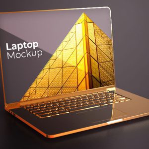 موکاپ لپ تاپ طلایی رنگ