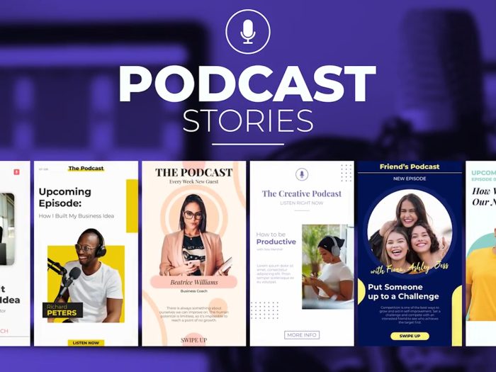 دانلود پروژه آماده پریمیر : استوری اینستاگرام پادکست Podcast Stories