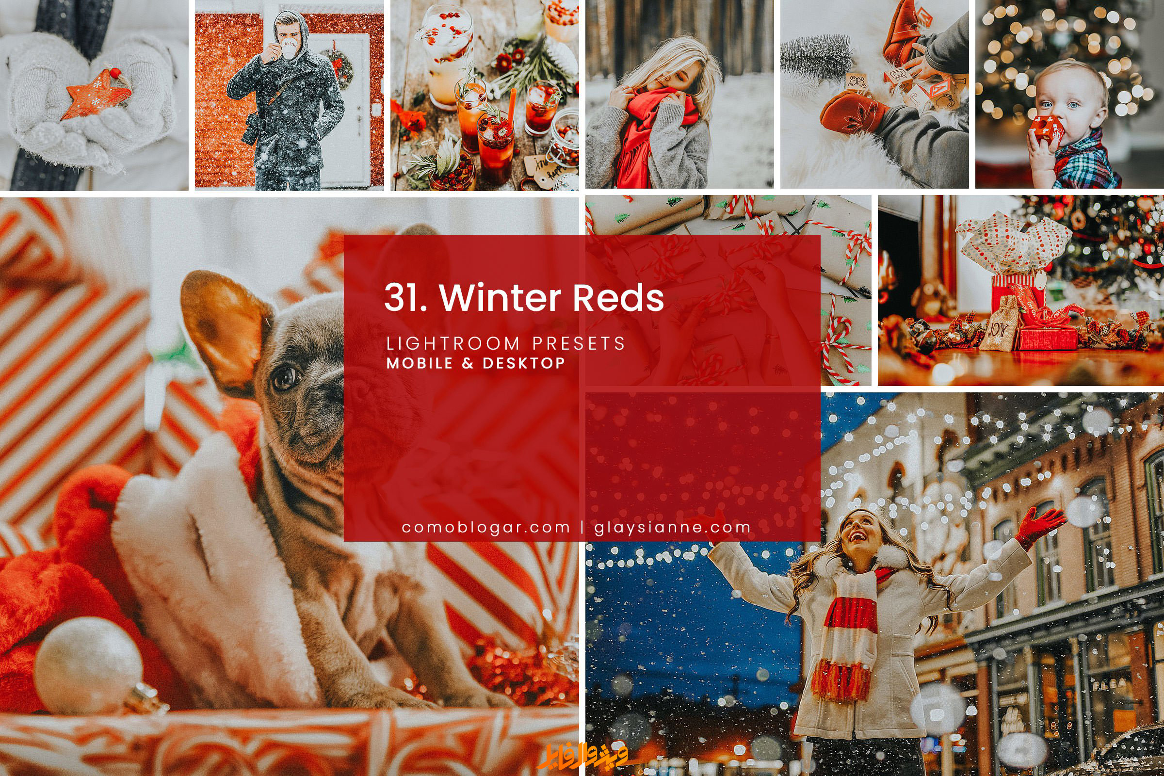 پریست لایت روم و فتوشاپ : پریست زمستان قرمز Winter Reds Preset